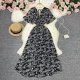 Floral V-Neck Dress Beach Vacation Style Chiffon A-Line Long Dresses